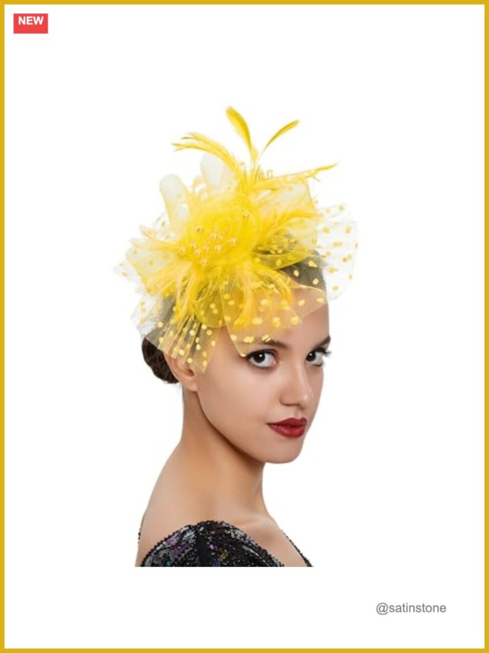 Women's Fascinator Hat with Mesh Feathers Pearl Headband Hair Clip Tea Party